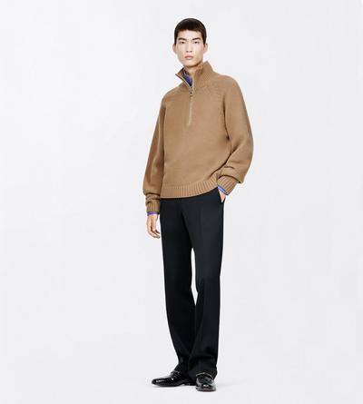 TOM FORD WOOL CASHMERE BLEND CARAMEL CASHMERE WOOL HALF ZIP
