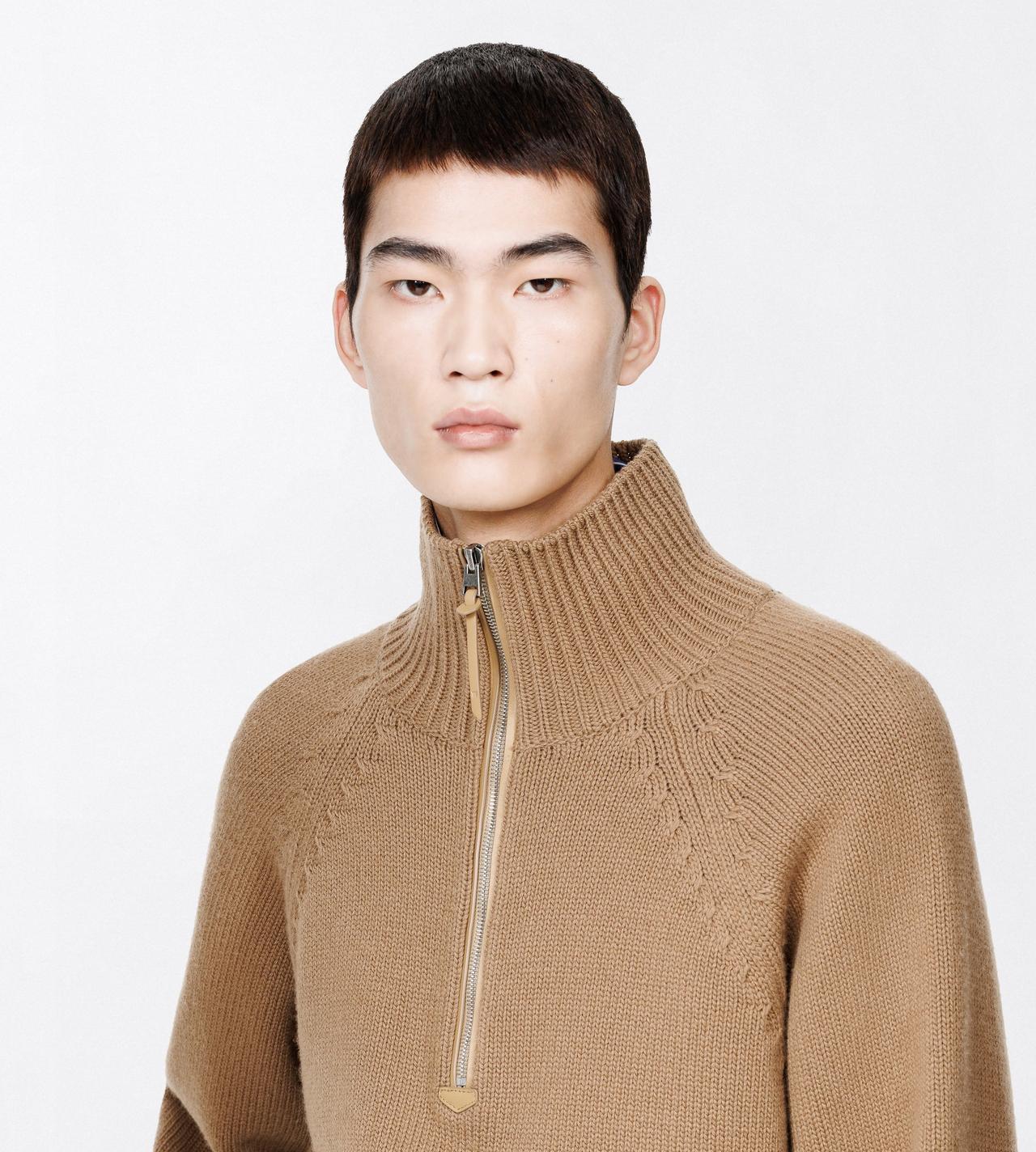 TOM FORD WOOL CASHMERE BLEND CARAMEL CASHMERE WOOL HALF ZIP