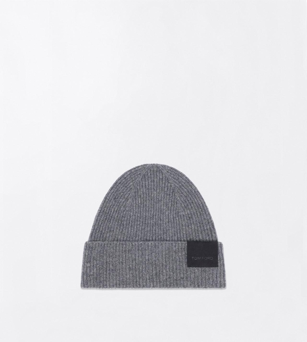 TOM FORD CASHMERE LIGHT CHARCOAL CASHMERE RIB HAT