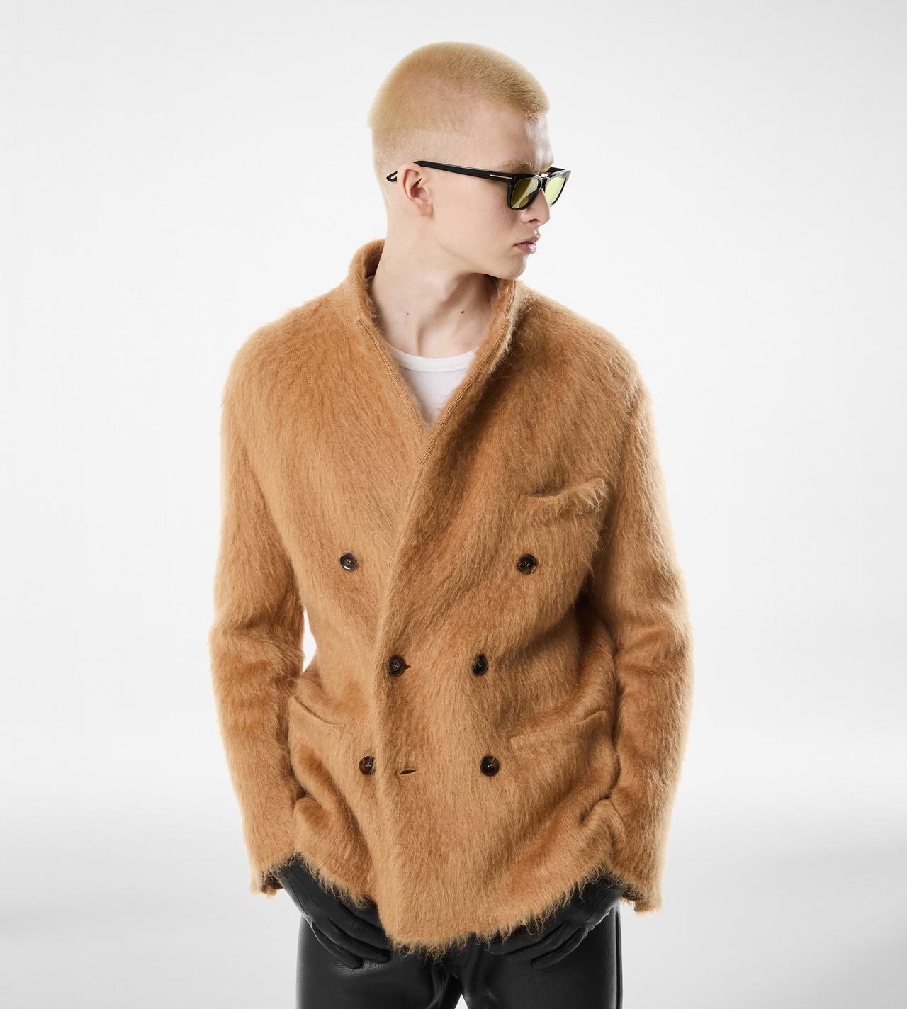 TOM FORD CASHMERE MOHAIR BLEND CARAMEL BEIGE VESTE EN MOHAIR