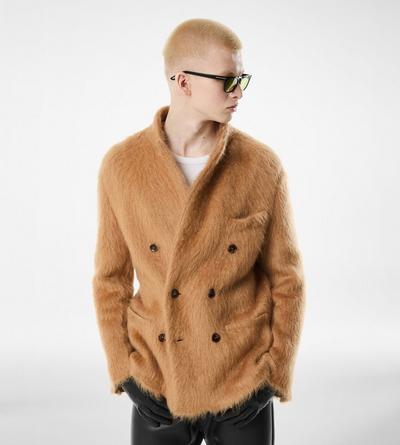 TOM FORD CASHMERE MOHAIR BLEND CARAMEL BEIGE VESTE EN MOHAIR
