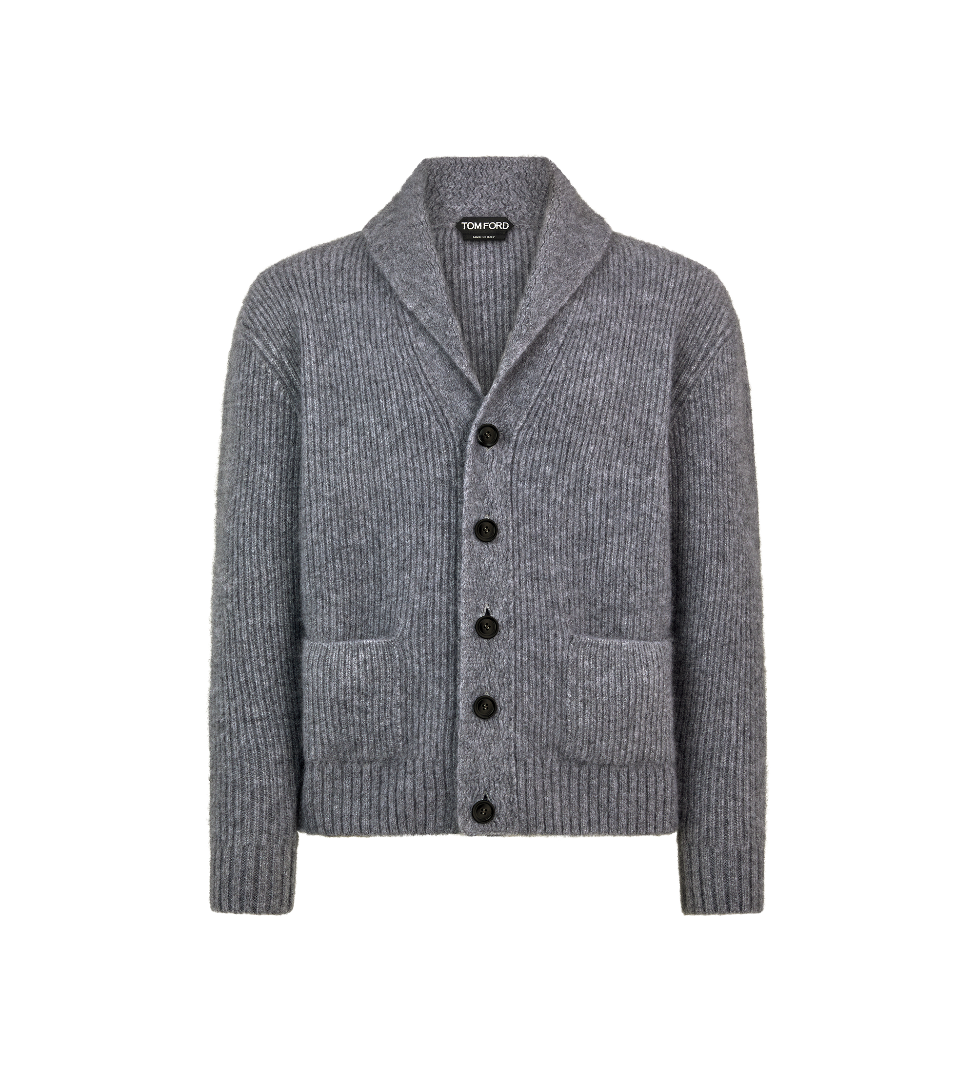 BRUSHED CASHMERE SILK SHAWL COLLAR CARDIGAN