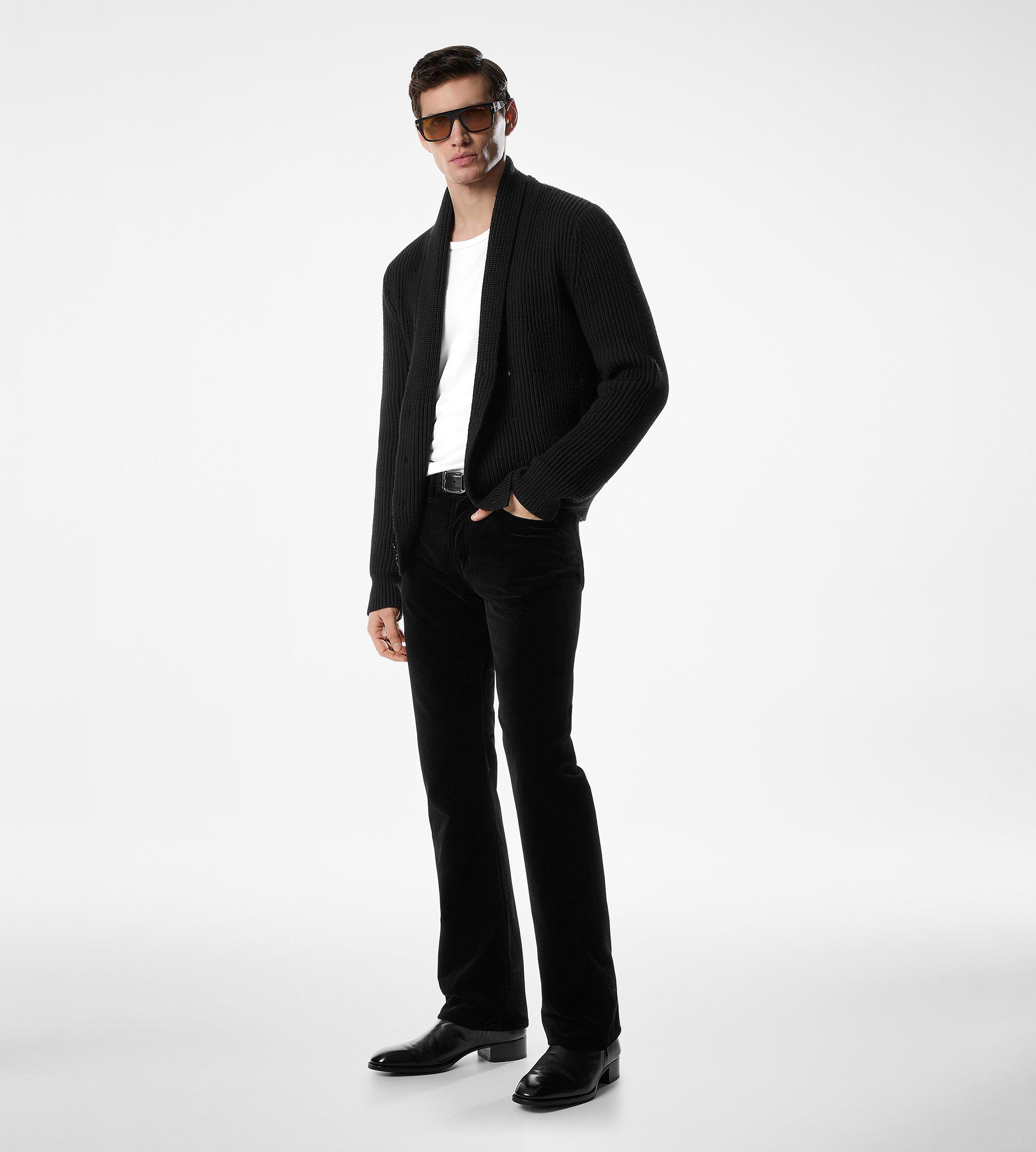 WOOL SILK SHAWL COLLAR CARDIGAN