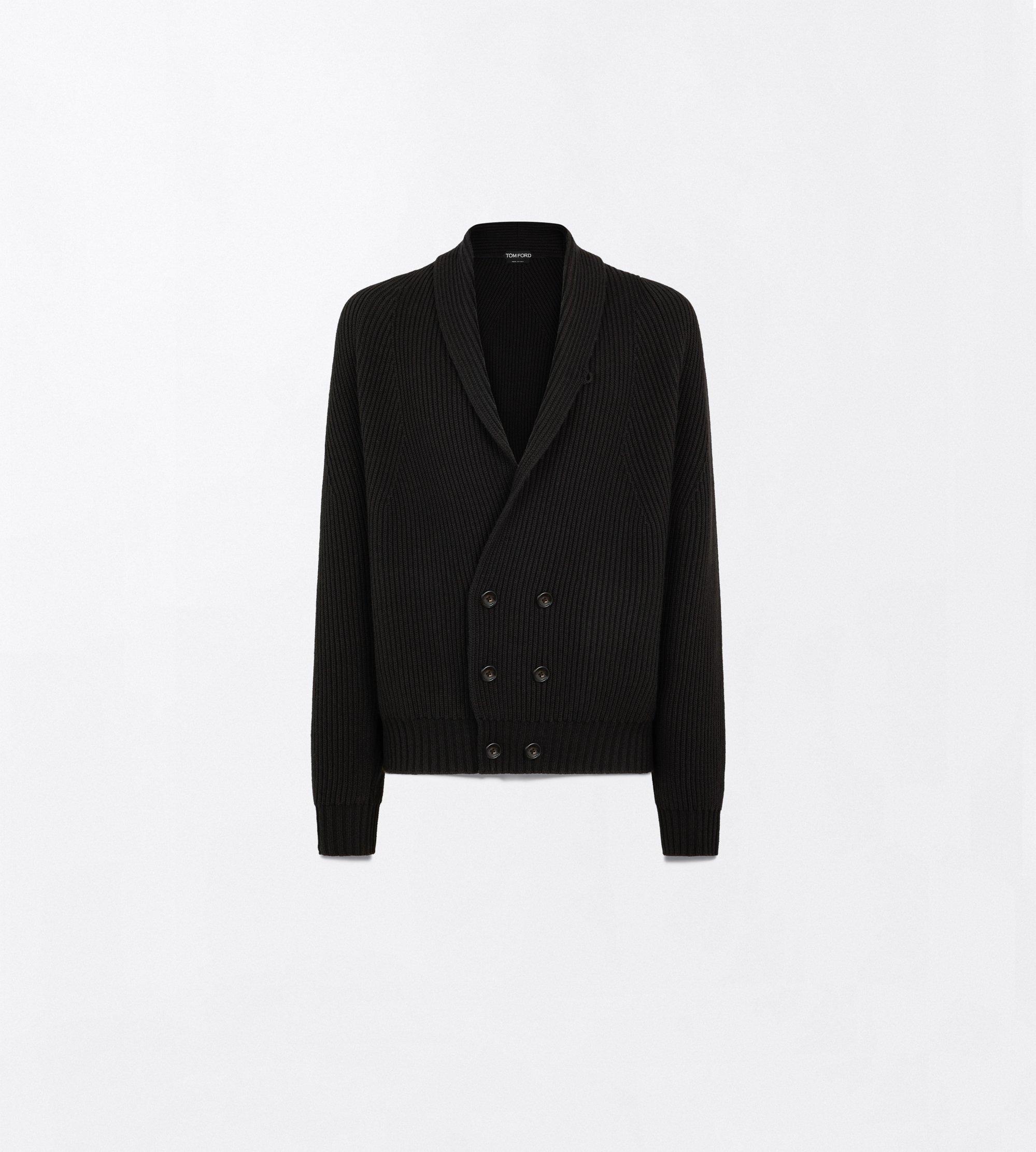 CASHMERE WOOL DOUBLE BREASTED SHAWL COLLAR CARDIGAN