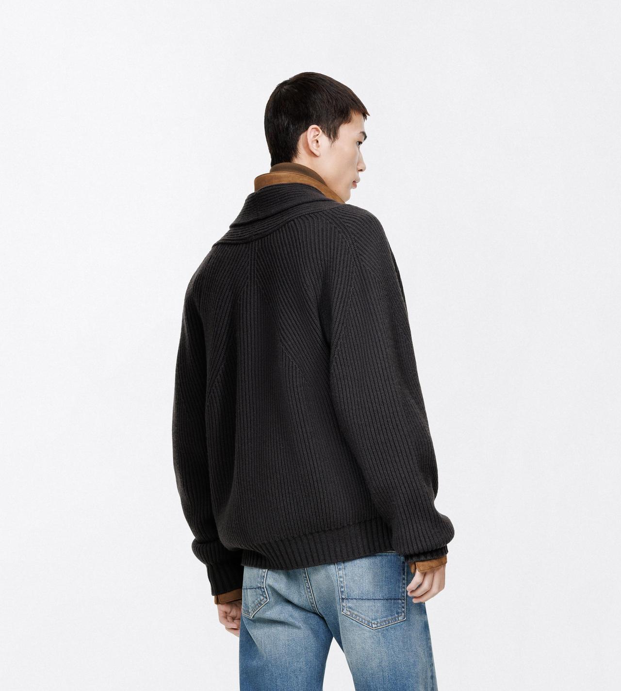 TOM FORD CASHMERE WOOL BLEND CHARCOAL GREY CASHMERE WOOL DOUBLE BREASTED SHAWL COLLAR CARDIGAN