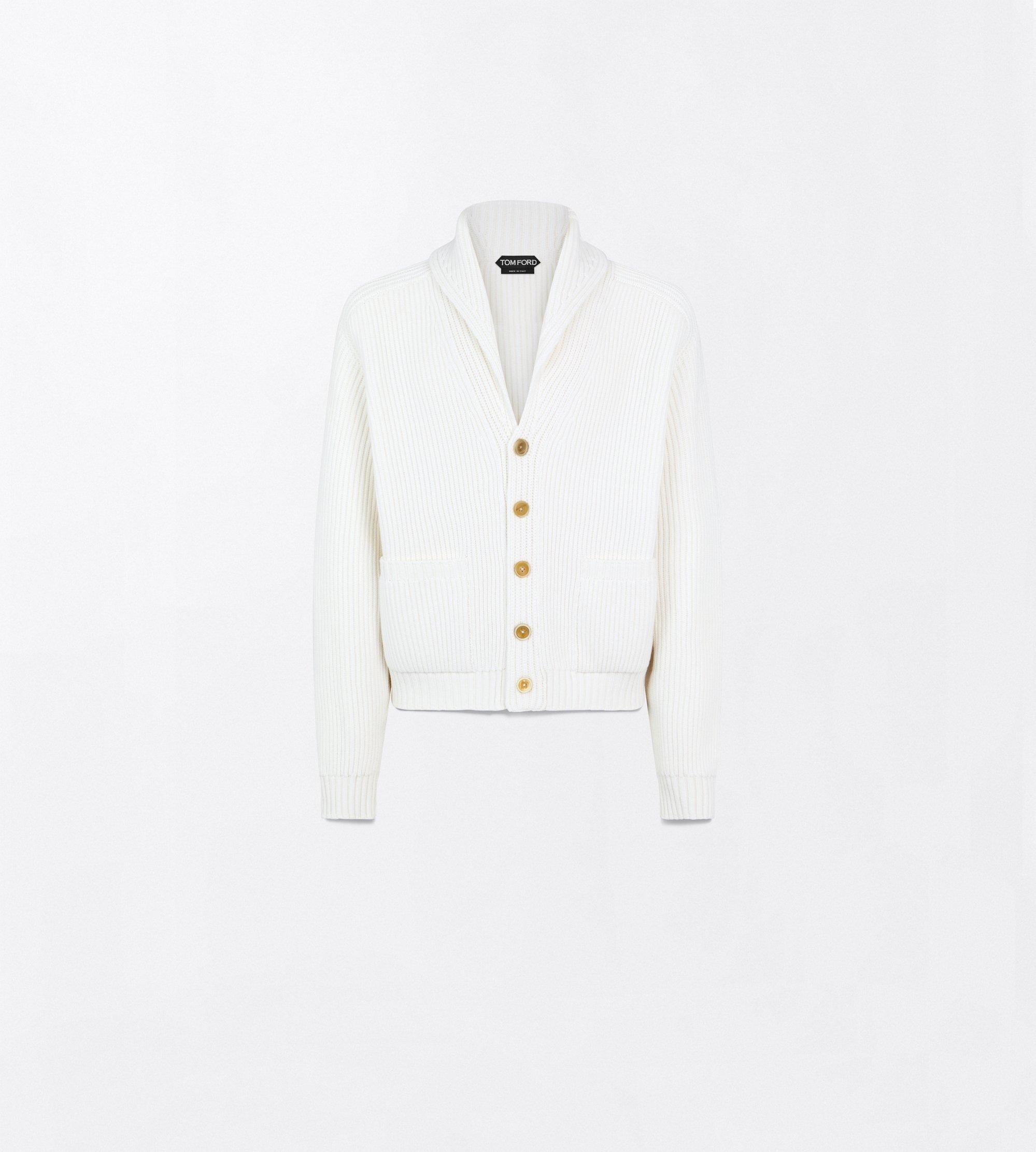 CASHMERE COTTON SHAWL COLLAR CARDIGAN