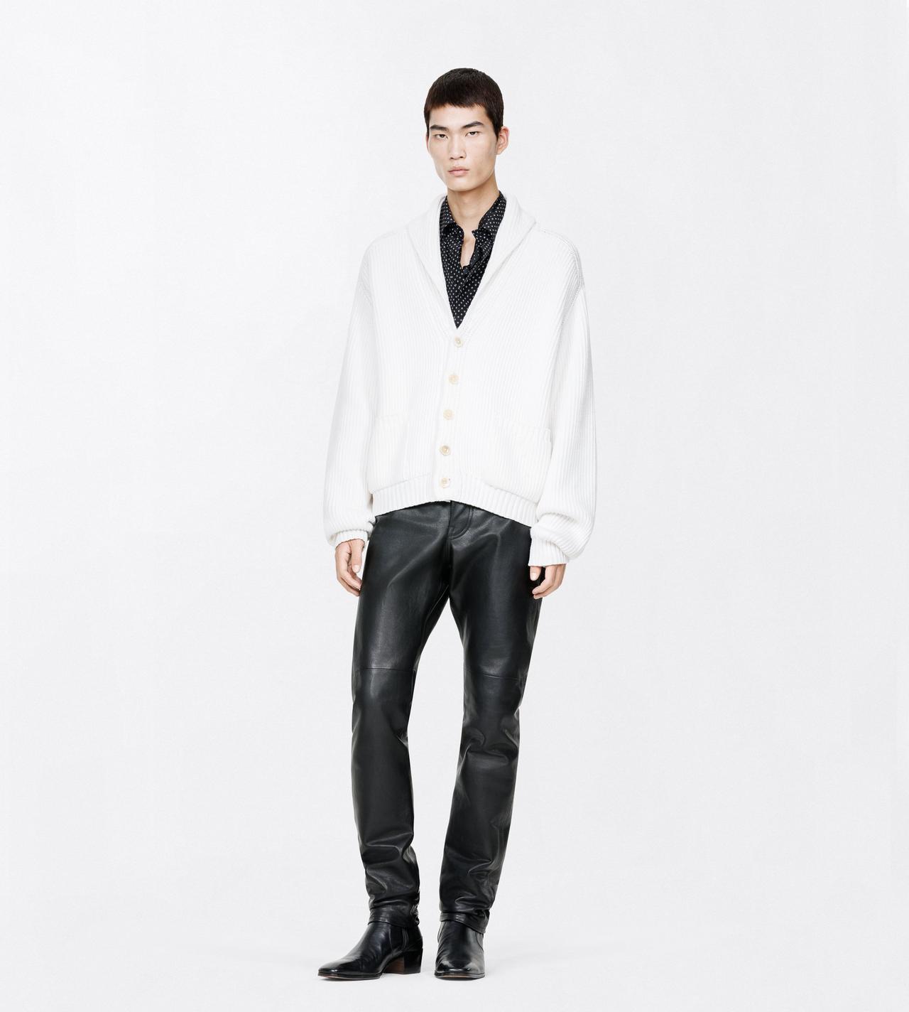 TOM FORD CASHMERE COTTON BLEND OFF WHITE CASHMERE COTTON SHAWL COLLAR CARDIGAN