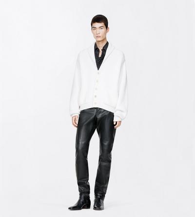 TOM FORD CASHMERE COTTON BLEND OFF WHITE CASHMERE COTTON SHAWL COLLAR CARDIGAN