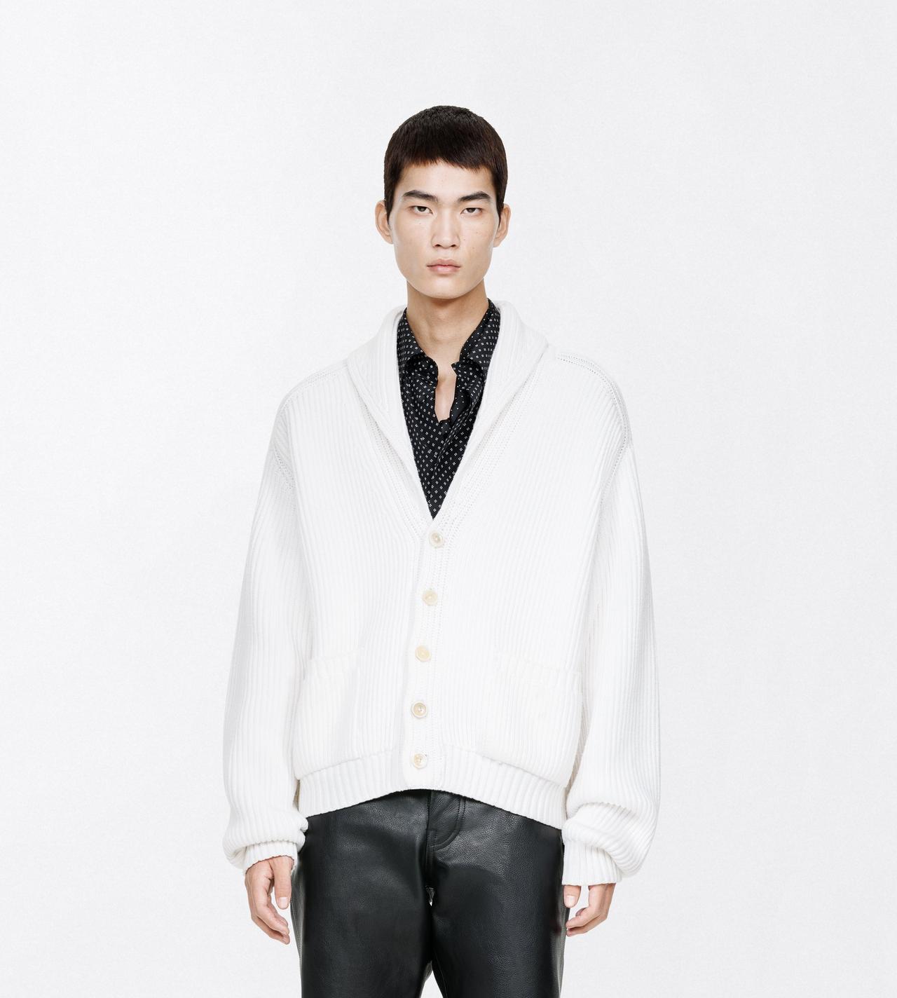 TOM FORD CASHMERE COTTON BLEND OFF WHITE CASHMERE COTTON SHAWL COLLAR CARDIGAN