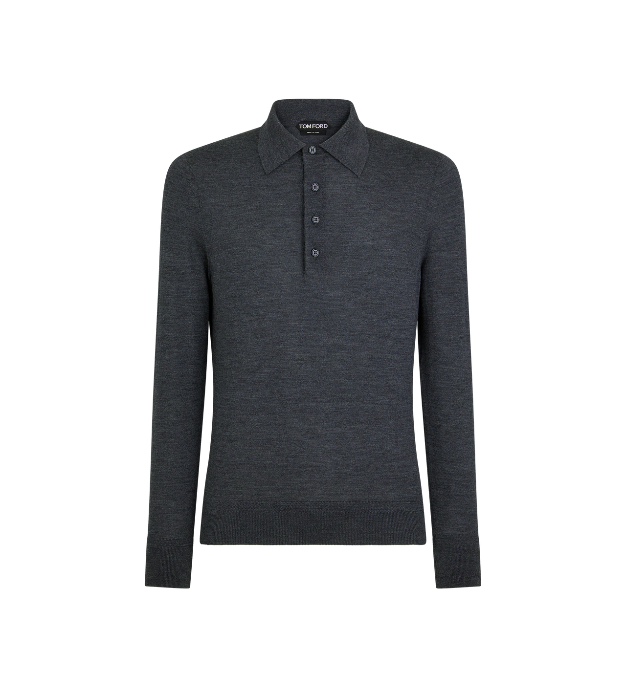TOM FORD WOOL CHARCOAL FINE GAUGE PURE WOOL POLO