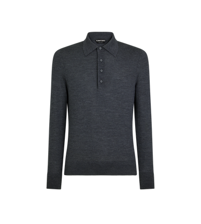 TOM FORD WOOL CHARCOAL FINE GAUGE PURE WOOL POLO