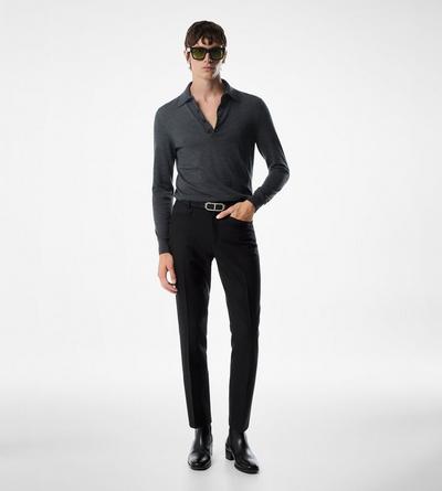 TOM FORD WOOL CHARCOAL FINE GAUGE PURE WOOL POLO