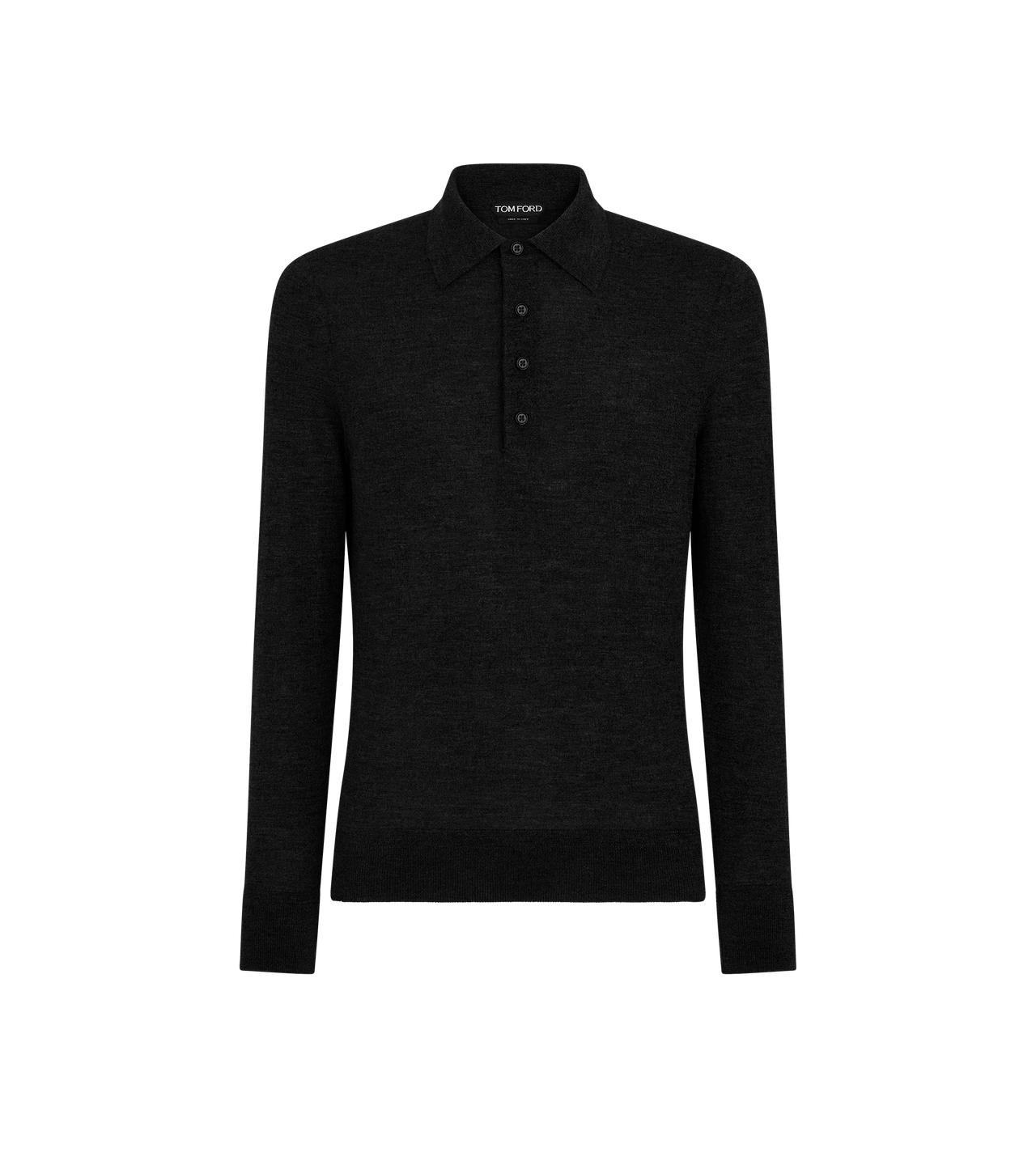 TOM FORD WOOL BLACK FINE GAUGE PURE WOOL POLO