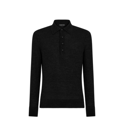 TOM FORD WOOL BLACK FINE GAUGE PURE WOOL POLO