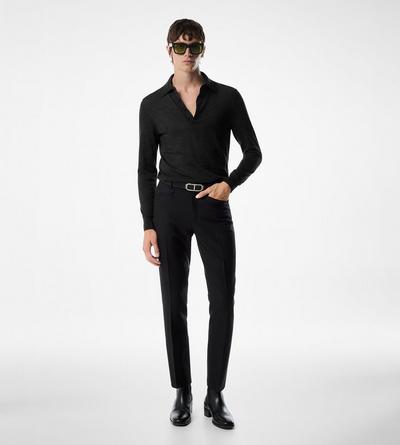TOM FORD WOOL BLACK FINE GAUGE PURE WOOL POLO