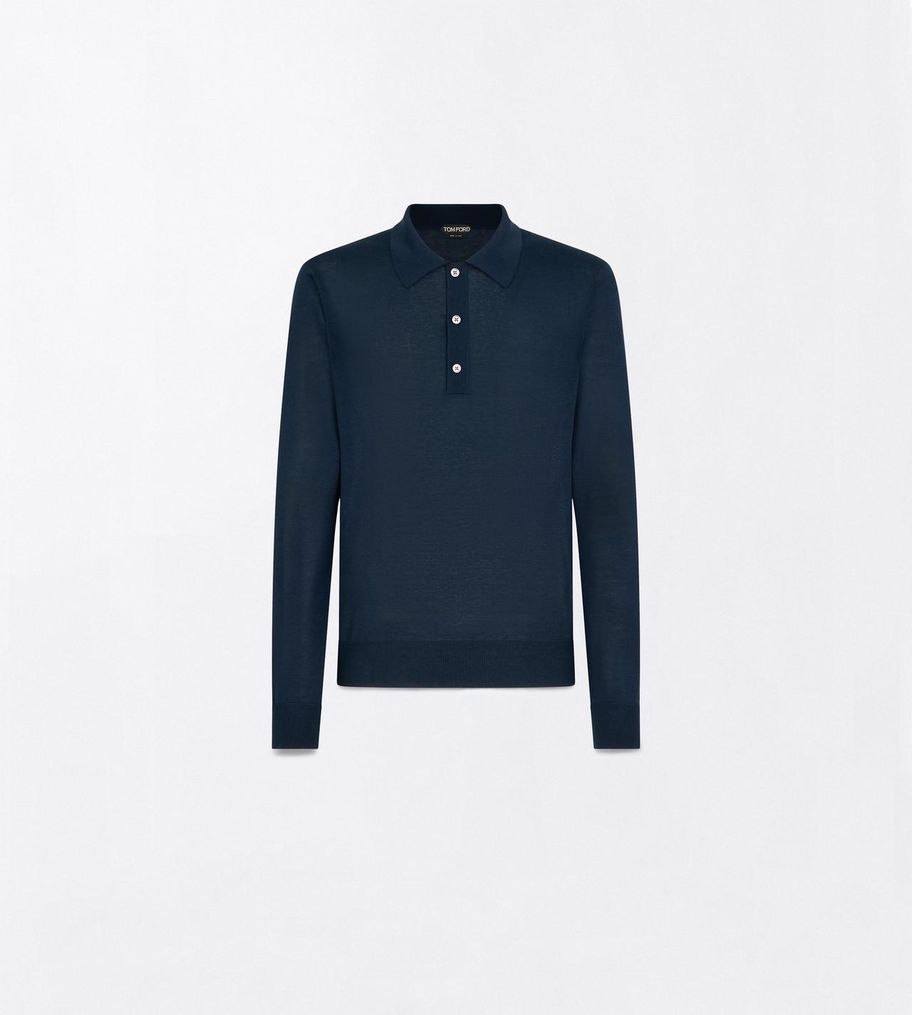 TOM FORD SILK LINEN BLEND DARK NAVY FINE GAUGE SILK LINEN POLO
