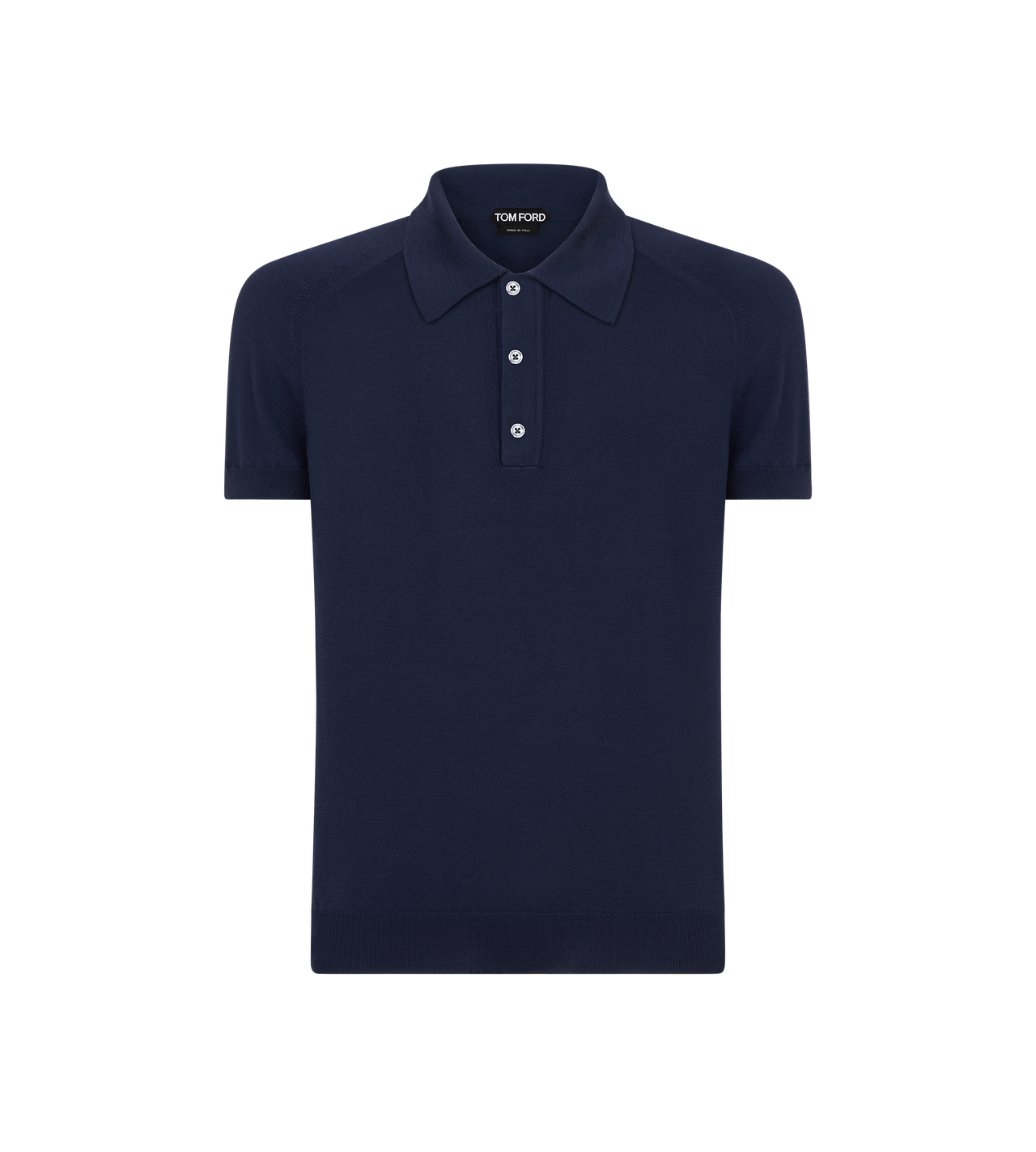 TOM FORD WOOL BRIGHT NAVY FINE GAUGE MERINO WOOL KNIT POLO