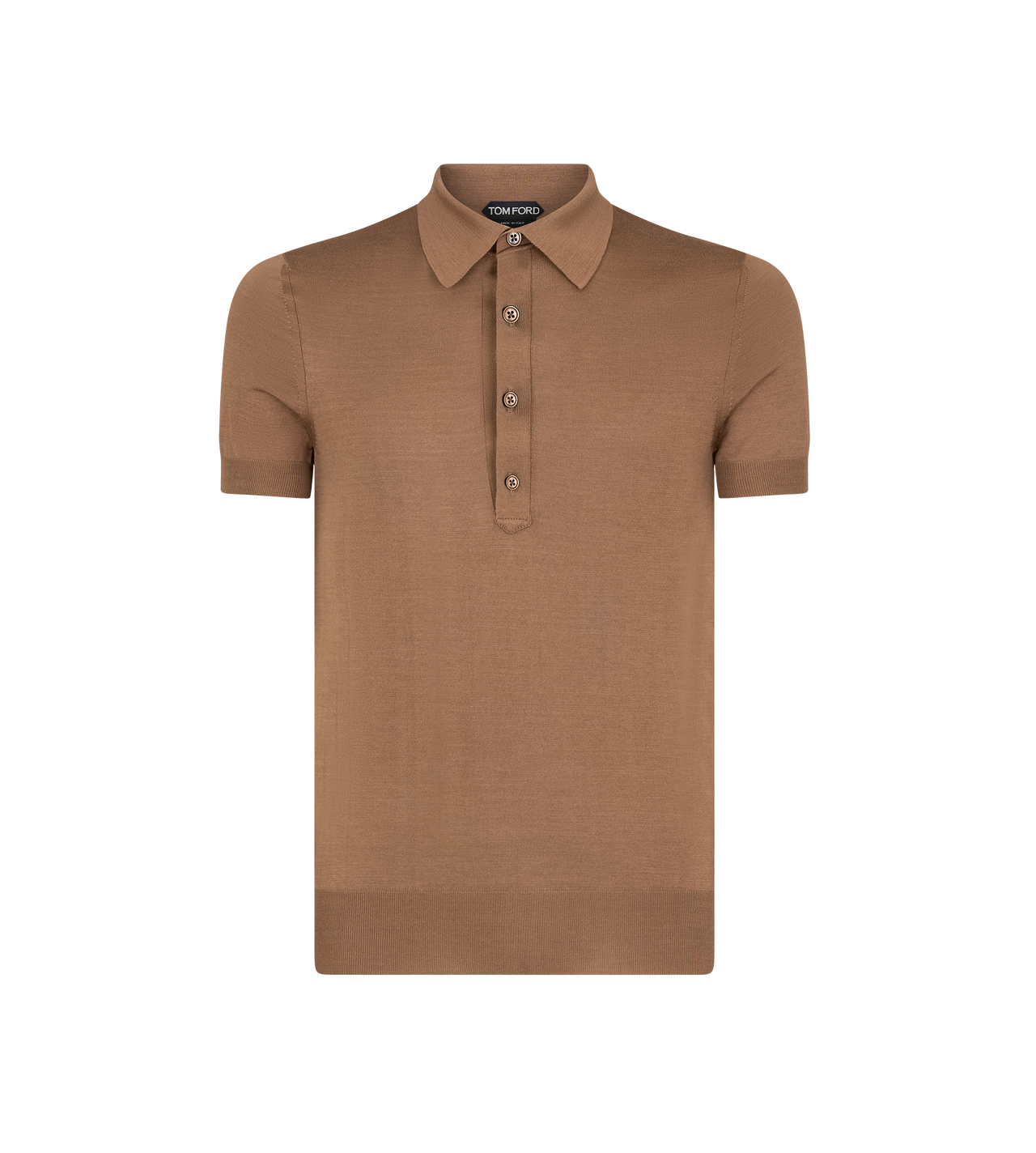 TOM FORD SILK BLEND CINNAMON SILK VISCOSE POLO