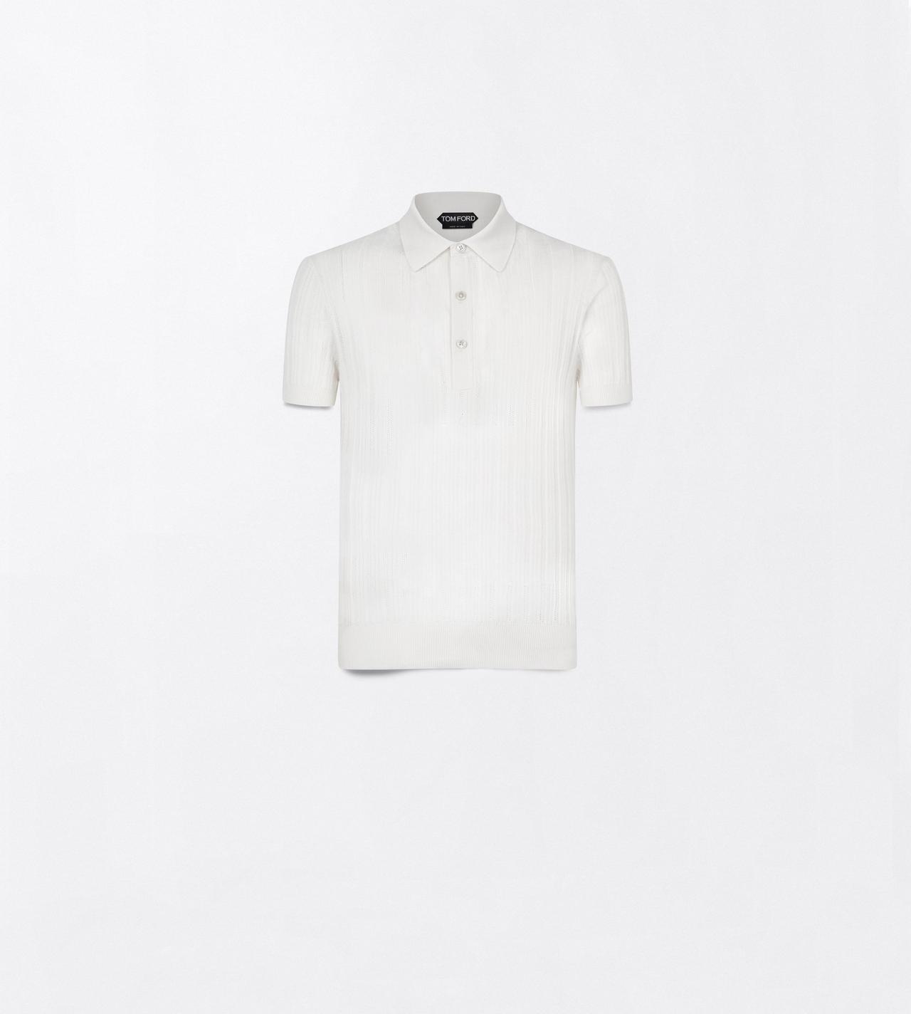 TOM FORD COTTON SILK BLEND WHITE COTTON SILK KNIT POLO&nbsp;