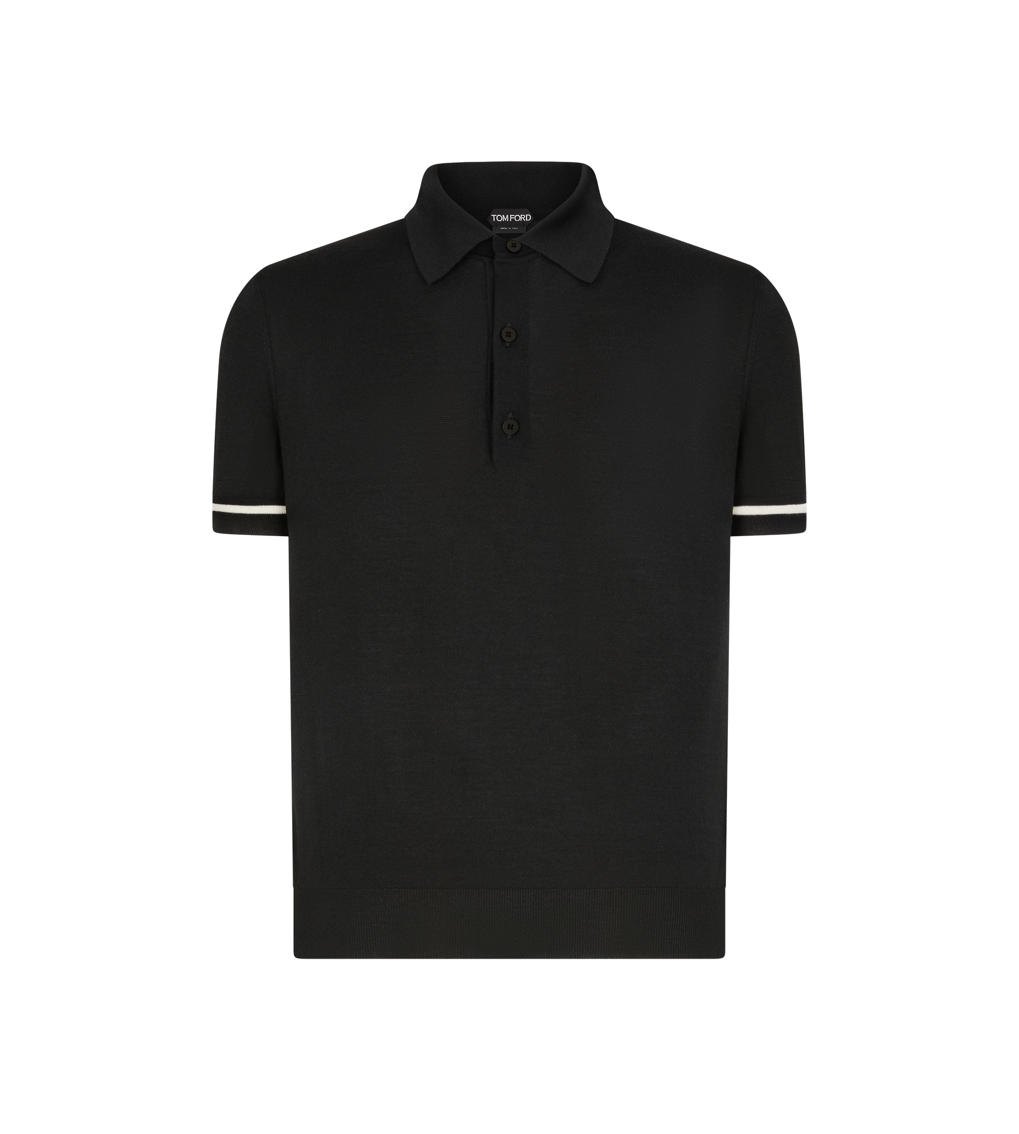 TOM FORD CONTRAST PIPING CASHMERE SILK POLO