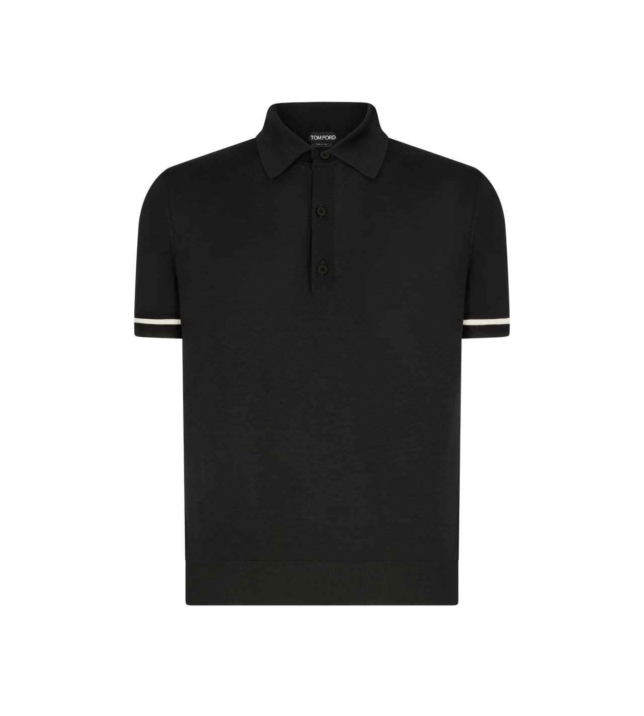 TOM FORD CASHMERE SILK BLEND BLACK CONTRAST PIPING CASHMERE SILK POLO