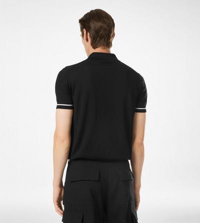TOM FORD CASHMERE SILK BLEND BLACK CONTRAST PIPING CASHMERE SILK POLO