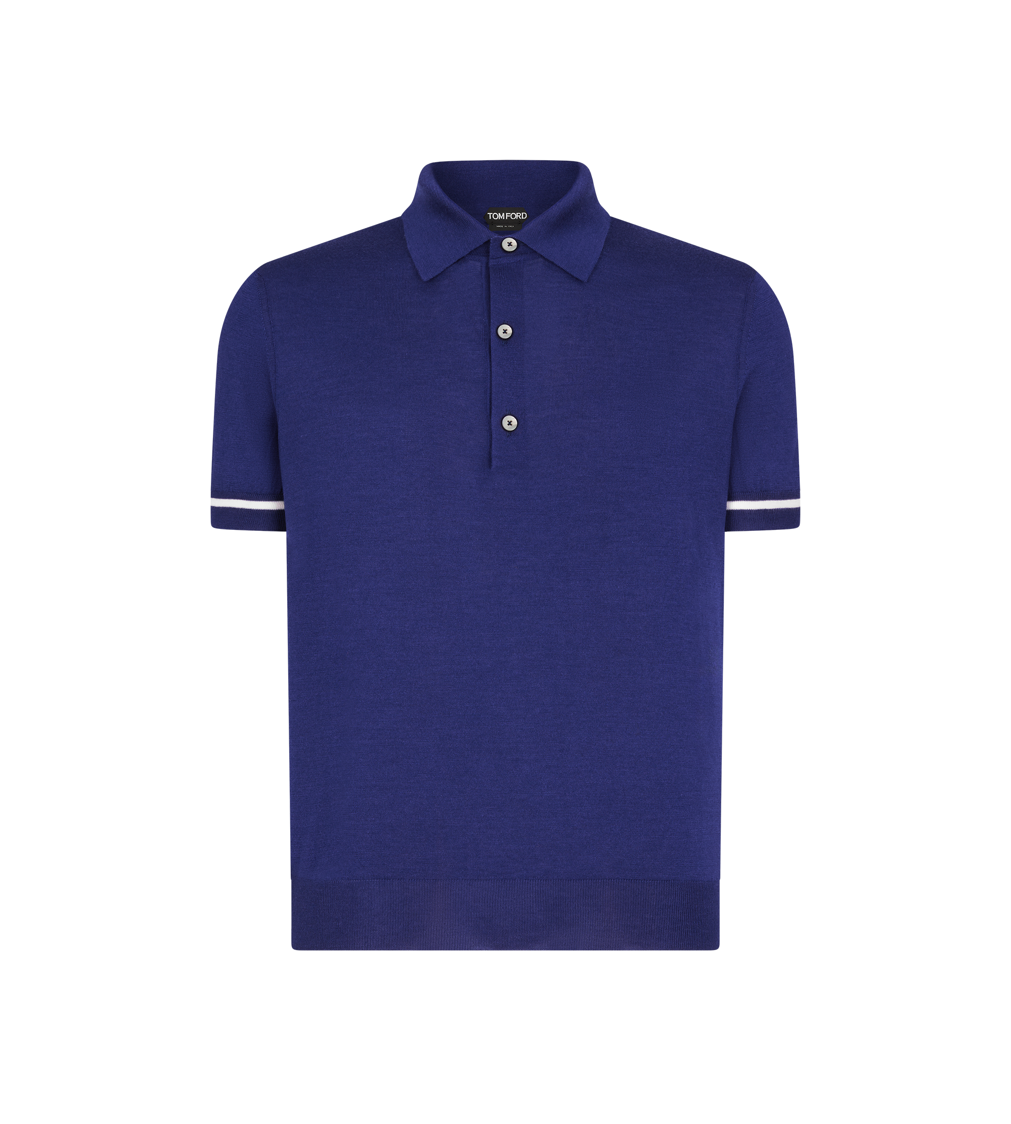 CONTRAST PIPING CASHMERE SILK POLO