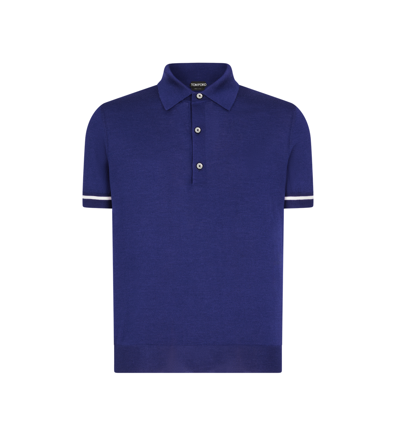 CONTRAST PIPING CASHMERE SILK POLO image number 0