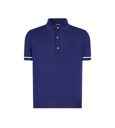CONTRAST PIPING CASHMERE SILK POLO image number 0