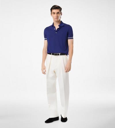 CONTRAST PIPING CASHMERE SILK POLO image number 1