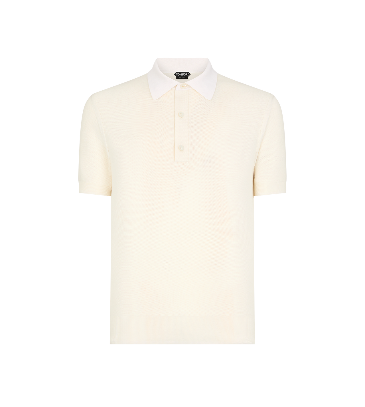 TOM FORD SILK COTTON BLEND WHITE SILK COTTON PIQUET POLO
