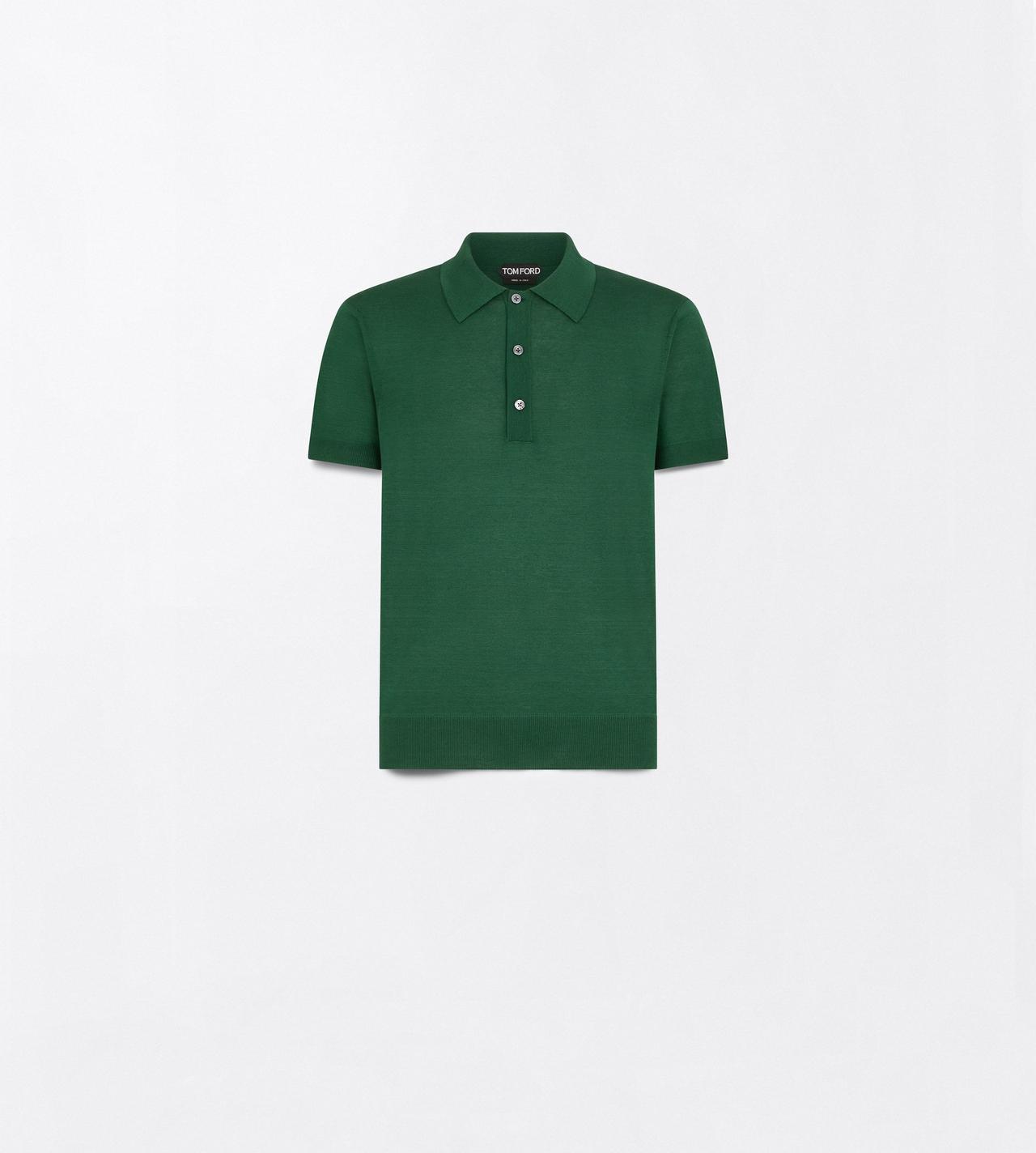 TOM FORD SILK LINEN BLEND FOREST FINE GAUGE SILK LINEN POLO