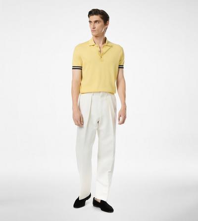 CONTRAST PIPING COTTON SILK POLO image number 1