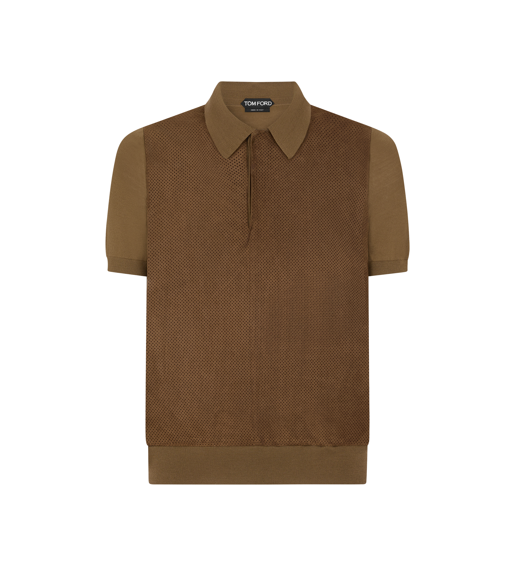 PERFORATED SUEDE AND MERINO POLO