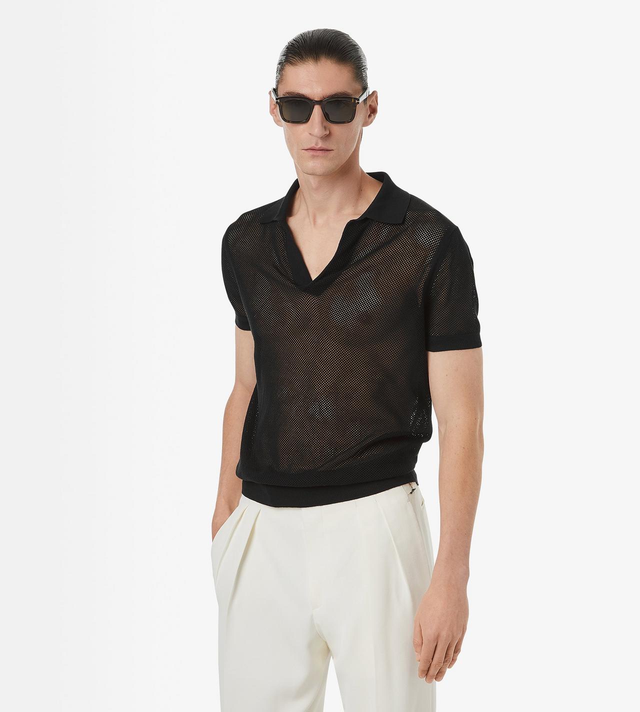 COTTON SILK MESH POLO image number 2