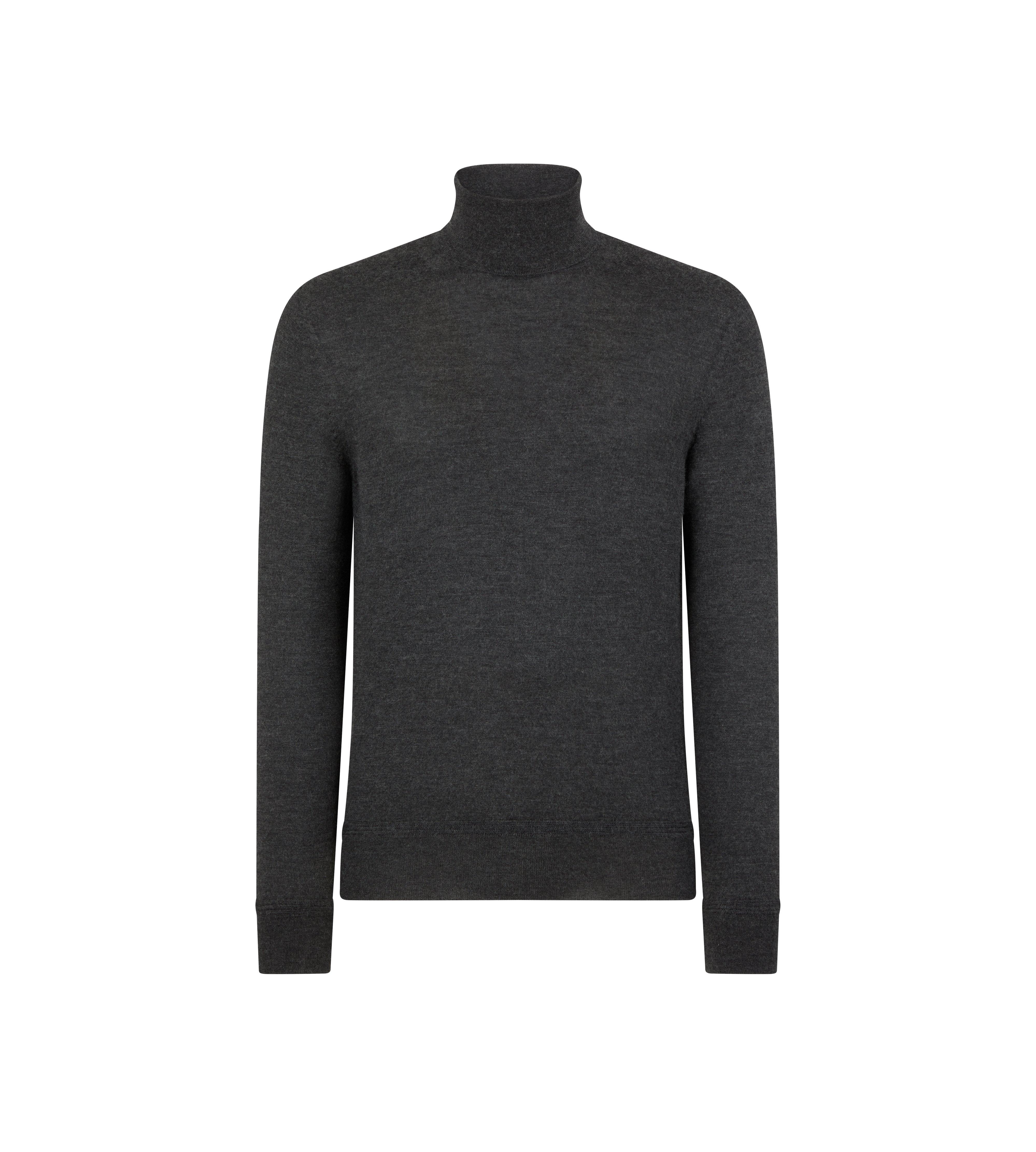 FINE GAUGE CASHMERE SILK ROLL NECK