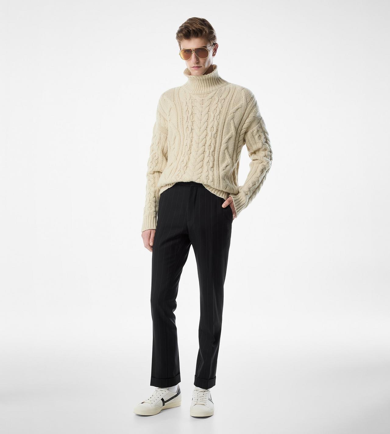 WOOL CASHMERE CABLE ROLL NECK image number 1