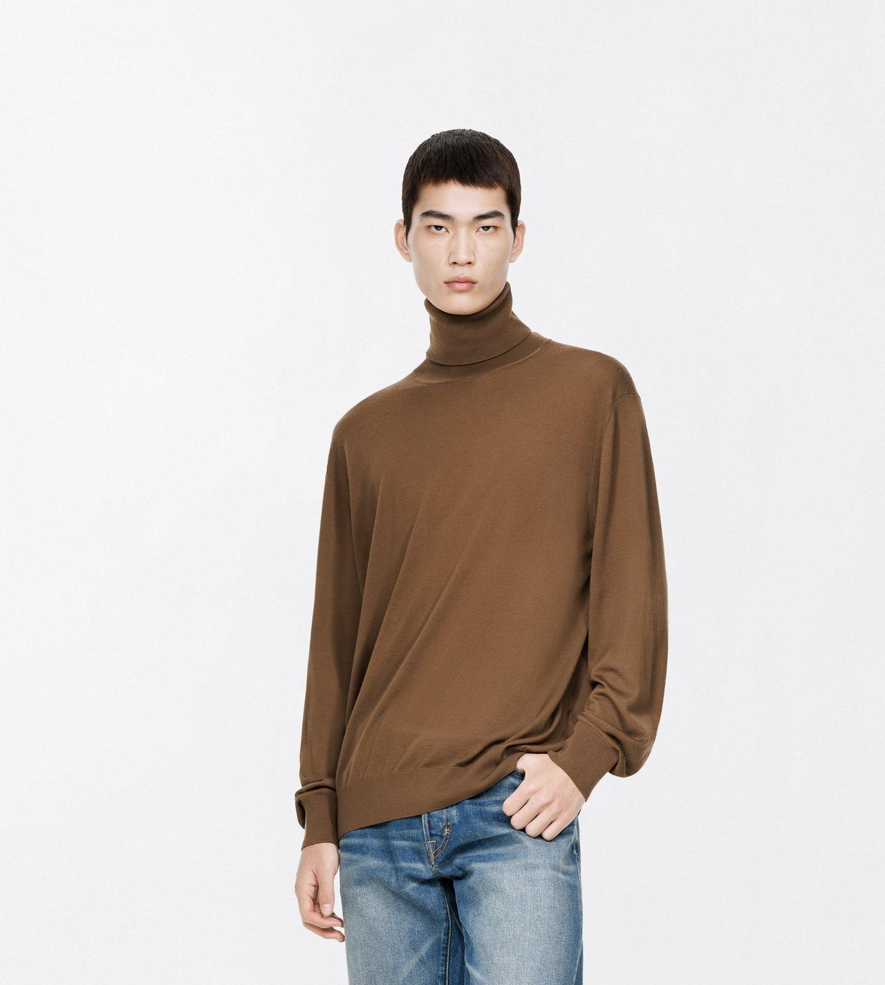 TOM FORD WOOL CINNAMON ULTRAFINE MERINO WOOL ROLL NECK SWEATER