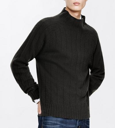 TOM FORD CASHMERE TRUFFLE SEAMLESS BRUSHED CASHMERE RIB MOCK NECK SWEATER