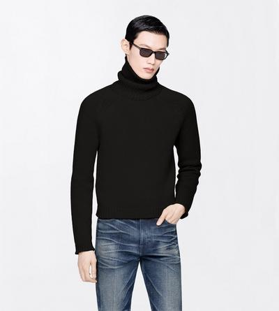 TOM FORD WOOL BLEND BLACK WOOL CASHMERE MOHAIR ROLL NECK SWEATER
