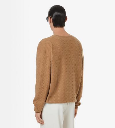 TOM FORD WOOL TOFFEE CABLE LAMBSWOOL V NECK SWEATER