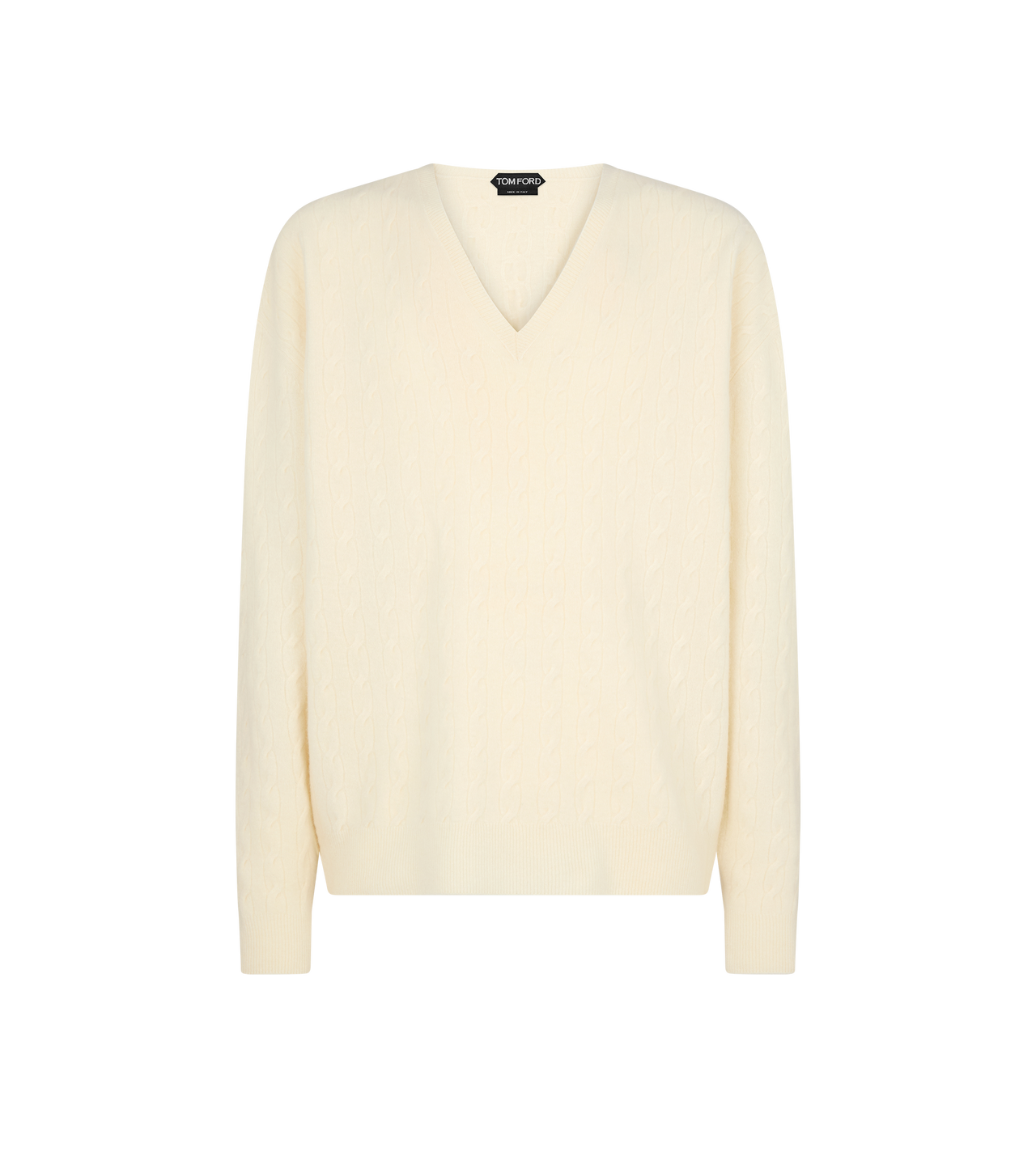 CABLE LAMBSWOOL V NECK SWEATER image number 0