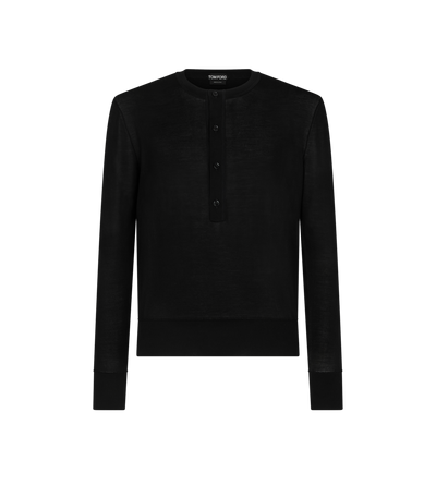 LIGHTWEIGHT SILK CUPRO HENLEY image number 0