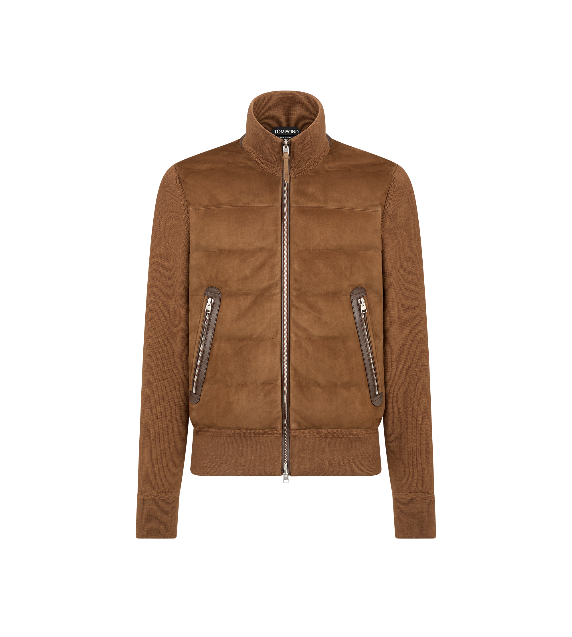 SUEDE DOWN FRONT WOOL ZIP THROUGH
