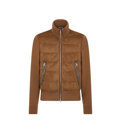 SUEDE DOWN FRONT WOOL ZIP THROUGH