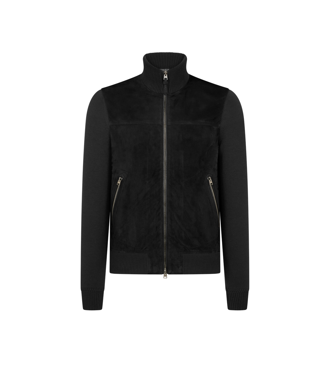 TOM FORD WOOL BLACK SUEDE FRONT WOOL ZIP THROUGH