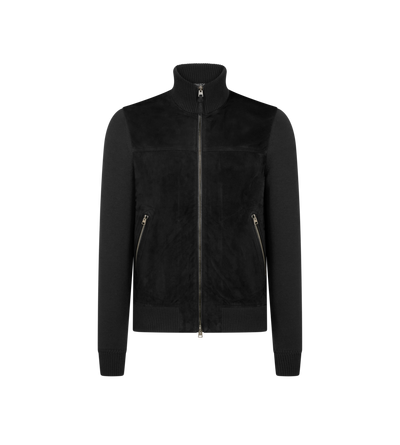 TOM FORD WOOL BLACK SUEDE FRONT WOOL ZIP THROUGH
