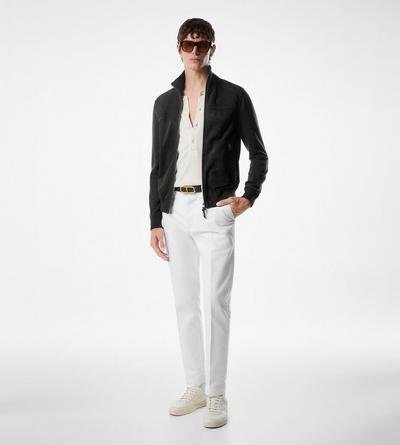 TOM FORD WOOL BLACK SUEDE FRONT WOOL ZIP THROUGH