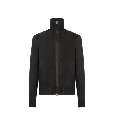 SUEDE FRONT MERINO FULL ZIP