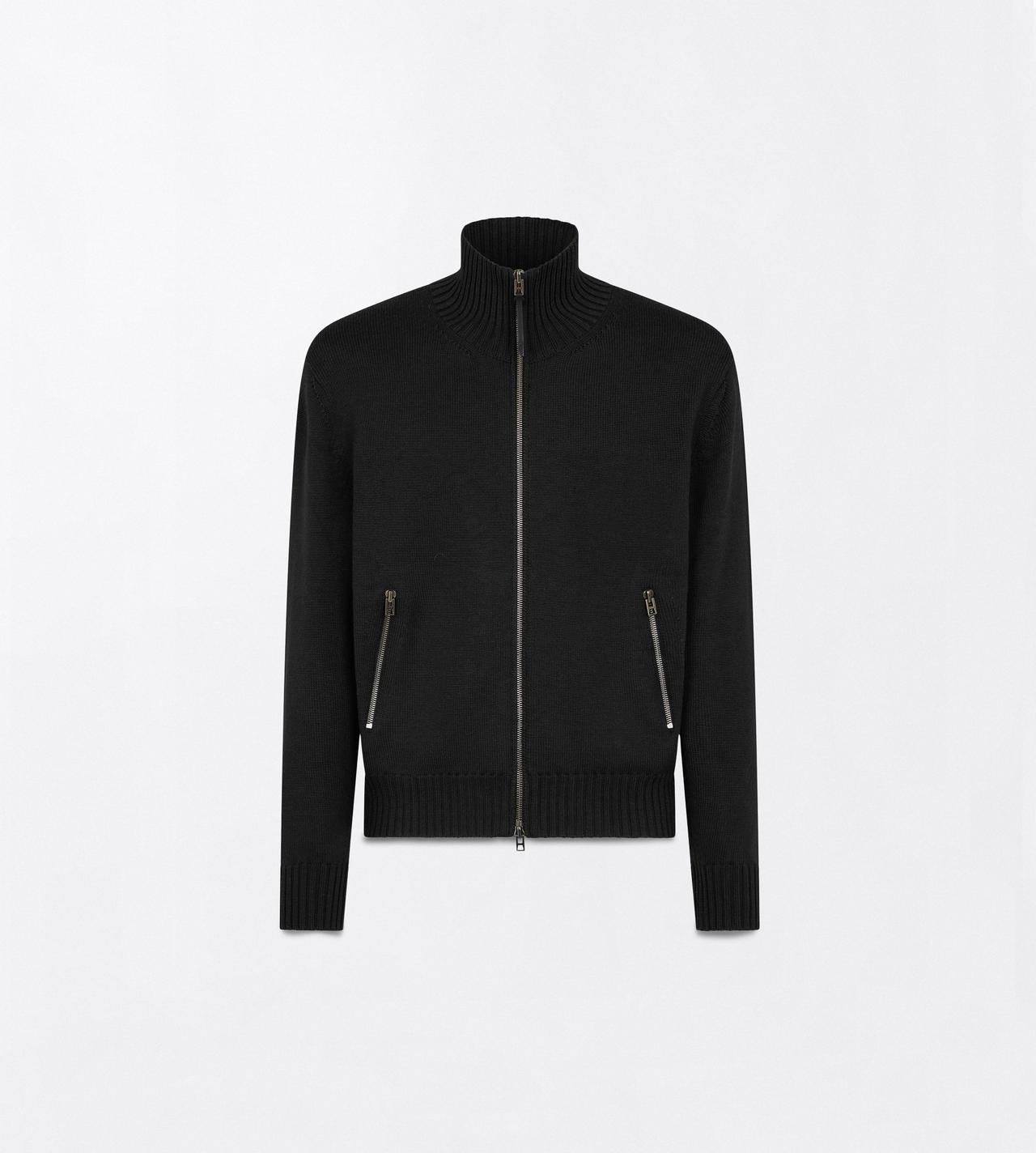 TOM FORD WOOL BLACK OBERTEIL AUS MERINO MIT DURCHGEHENDEM REISSVERSCHLUSS UND LEDERAUFN&Auml;HERN